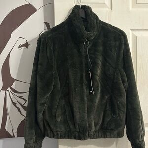 Dark green fluffy teddy jacket